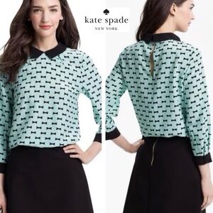 Kate Spade Bow Print Blouse with collar